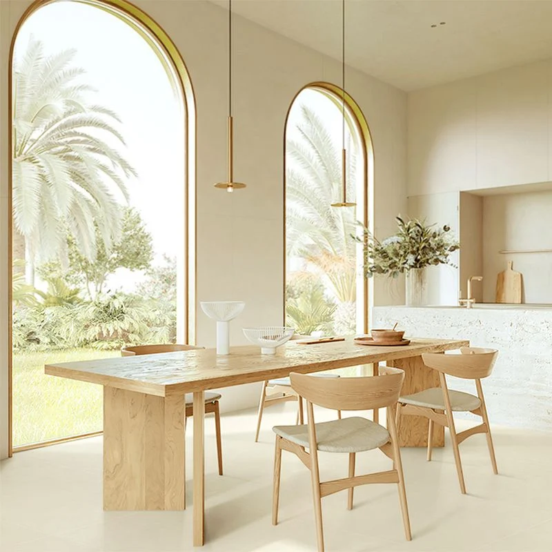 Baldosa rectangular de estilo moderno Baldosa de borde recto resistente arañazos Beis Clearhalo
