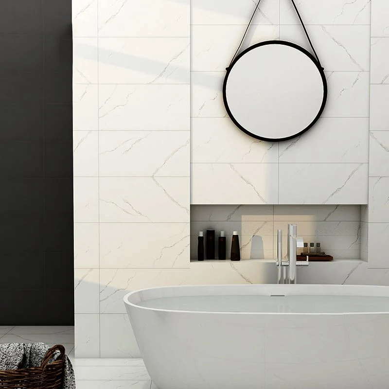 Baldosa rectangular de estilo moderno Baldosa de borde recto resistente al agua Blanco Clearhalo
