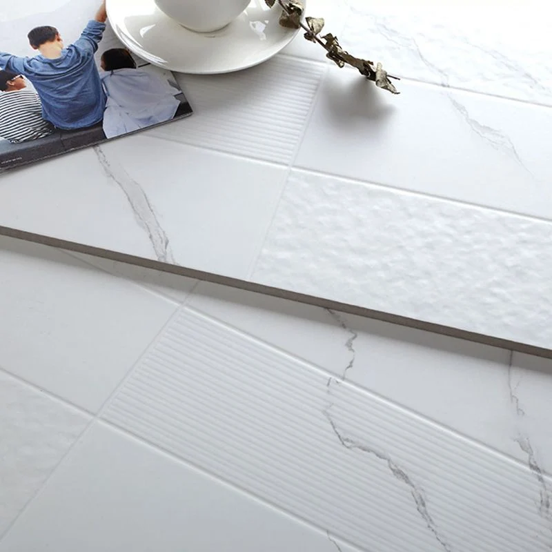 Baldosa rectangular de estilo moderno Baldosa de borde recto resistente al agua Blanco Clearhalo