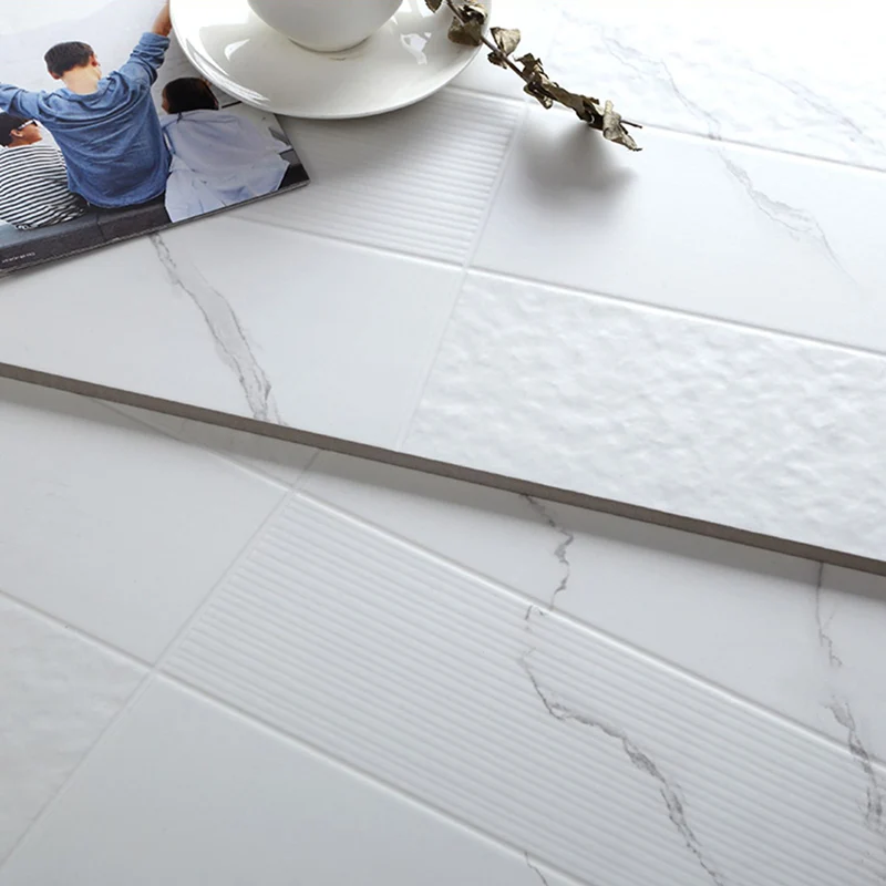 Baldosa rectangular de estilo moderno Baldosa de borde recto resistente al agua Blanco Clearhalo