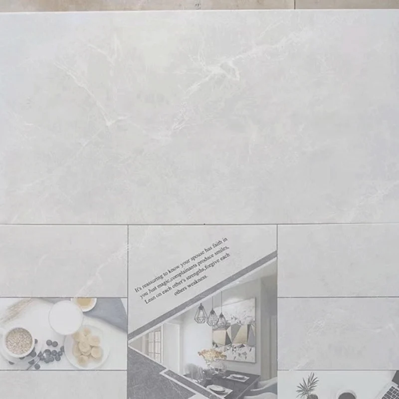 Baldosa rectangular pulida para pared y piso, material mixto, teja con apariencia de mármol Blanco Clearhalo