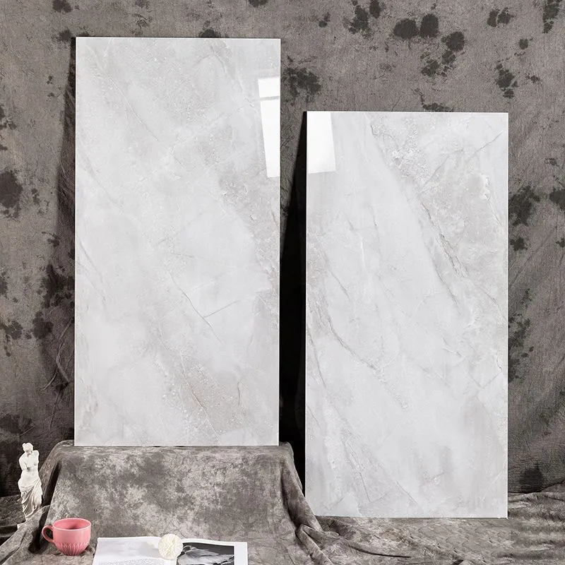 Baldosa veteada de borde recto, baldosa singular rectangular pulida Gris Clearhalo