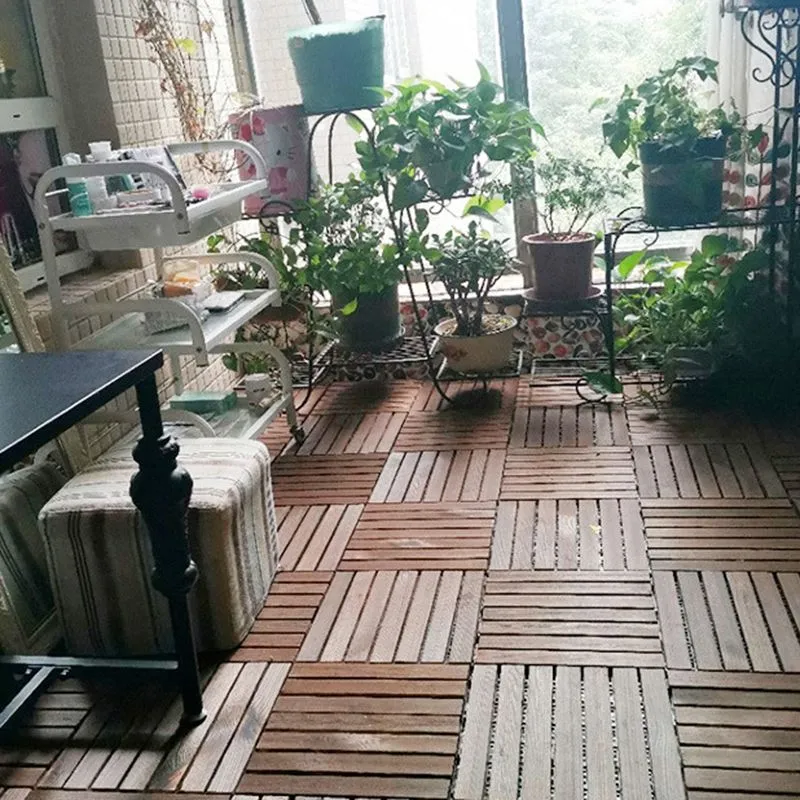Baldosas de madera cuadradas de 7 listones Instalación de ajuste Baldosas para pisos al aire libre Clearhalo