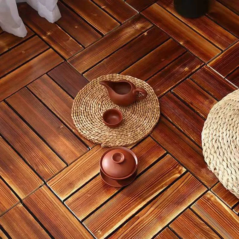 Baldosas de madera de 4 listones, instalación entrelazada, baldosas de tablero de piso Clearhalo