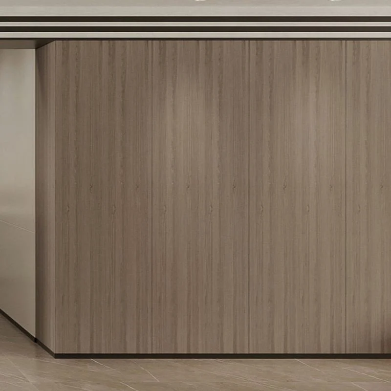 Diseño moderno del grano de madera del techo liso de la pared de los paneles contra salpicaduras de la lata Beis Clearhalo