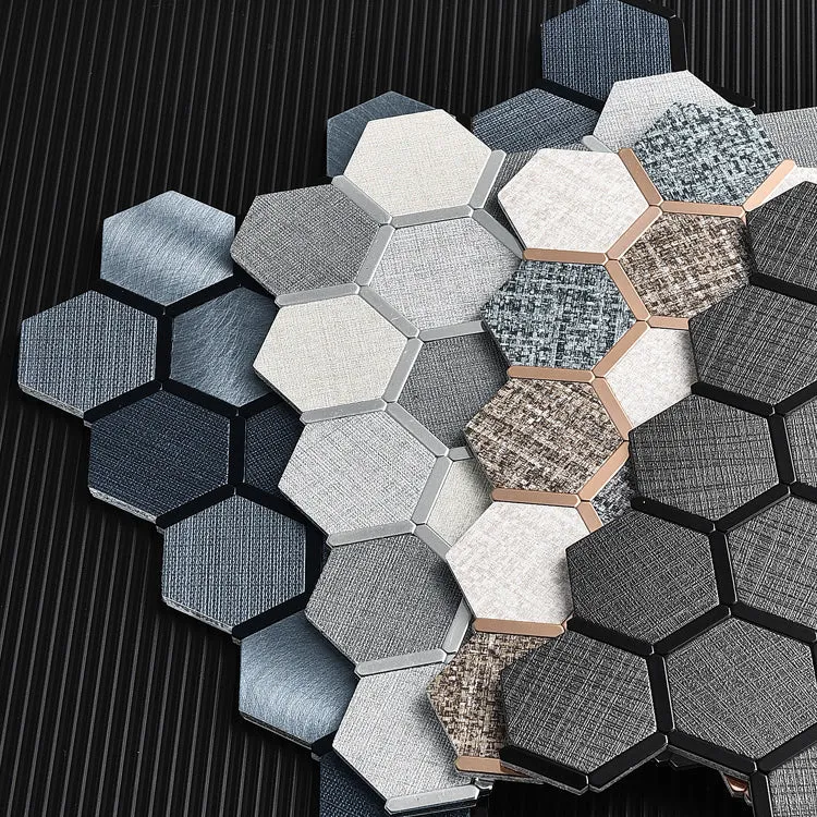Fondo de pantalla de azulejos de mosaico Forma hexagonal Peel and Stick Backsplash Blanco Clearhalo
