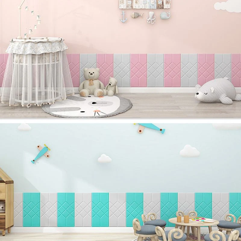 Juego de 2 tablones de sala de estar 3D para interiores de pared lisa con paneles de PVC modernos Azul Clearhalo
