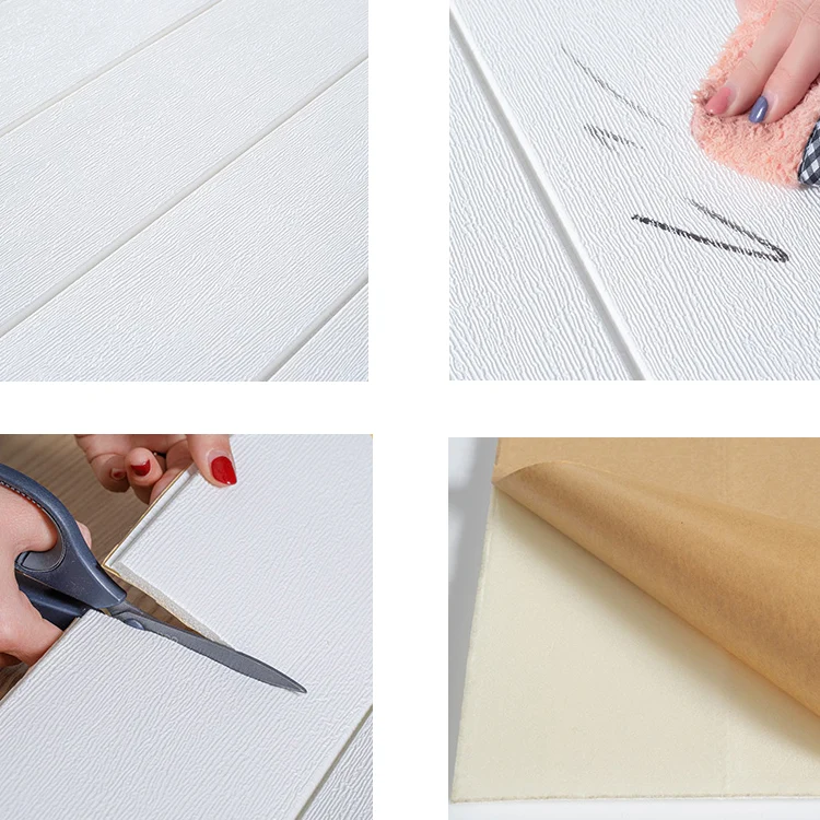 Panel de acceso de pared impermeable en relieve 3D autoadhesivo de PVC para techo de pared moderno Blanco Clearhalo