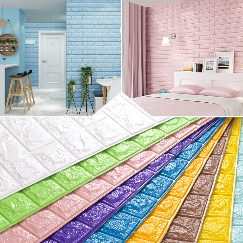 Panel de pared impermeable para pelar y presionar, paneles de pared de PVC para sala de estar de ladrillo sintético 3D (pa...
