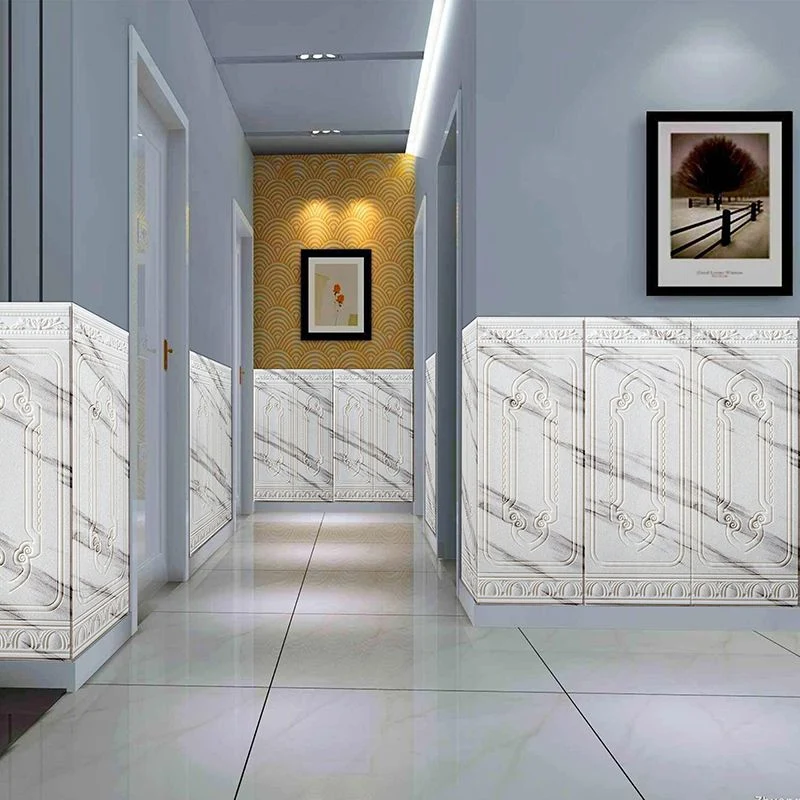 Panel de pared interior Glam con resistencia los arañazos, revestimiento de madera 3D, pelado y pegado Azul Clearhalo