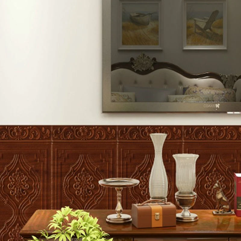 Panel de pared interior 3D moderno con revestimiento de madera resistente al agua y adhesivo Bronce Clearhalo