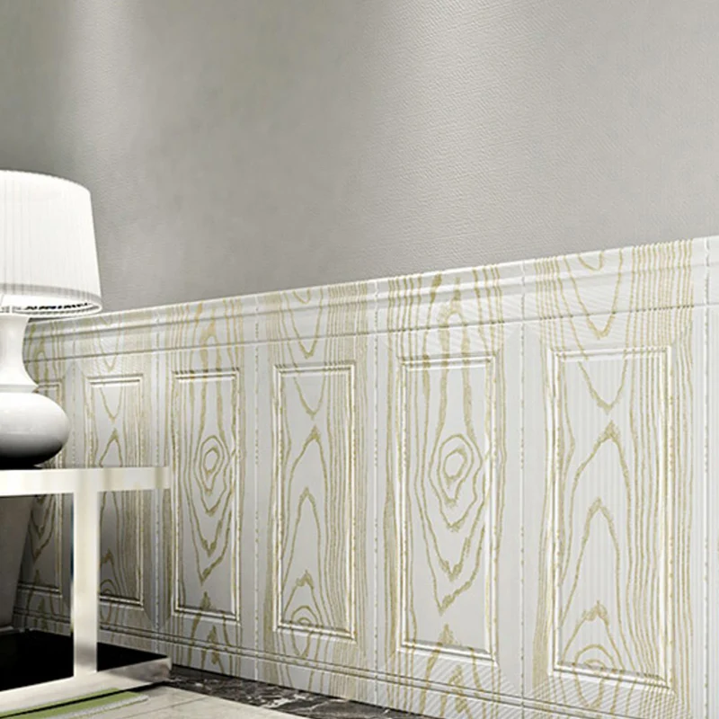 Panel de pared interior resistente al rayado con revestimiento de madera 3D resistente al agua y pegado Blanco Clearhalo