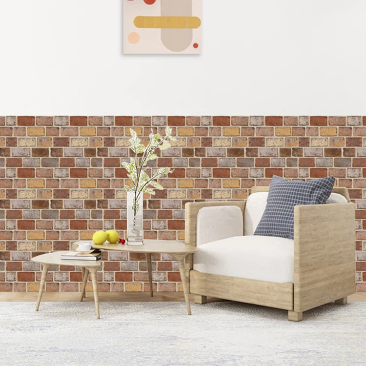 Panel de pared de ladrillo artificial estilo granja Panel de pared de salón para el hogar simple (paquete de 5) Clearhalo