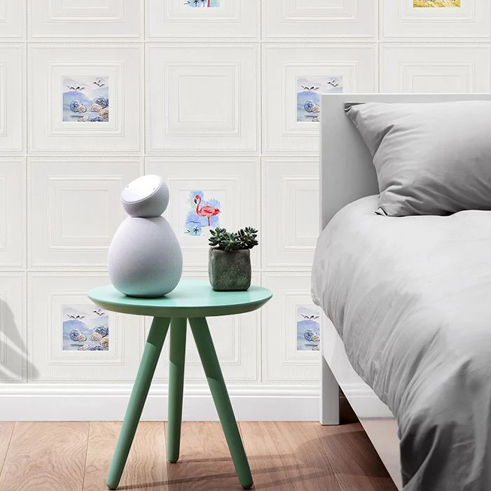 Panel de pared moderno con estampado de dibujos animados, paneles de pared impermeables para pelar y pegar Blanco Clearhalo