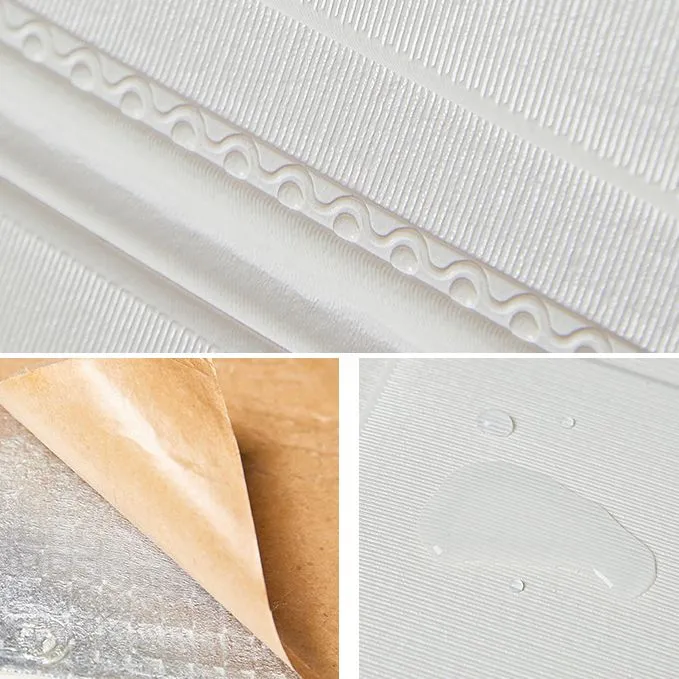 Panel de pared moderno con estampado de dibujos animados, paneles de pared impermeables para pelar y pegar Blanco Clearhalo