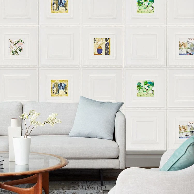 Panel de pared moderno con estampado de dibujos animados, paneles de pared impermeables para pelar y pegar Blanco Clearhalo