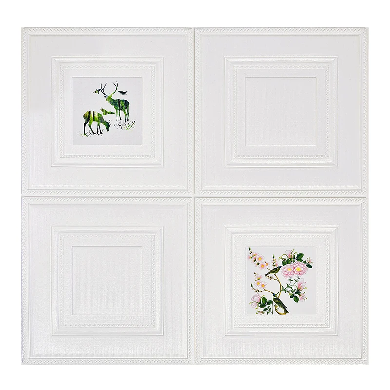 Panel de pared moderno con estampado de dibujos animados, paneles de pared impermeables para pelar y pegar Blanco Clearhalo