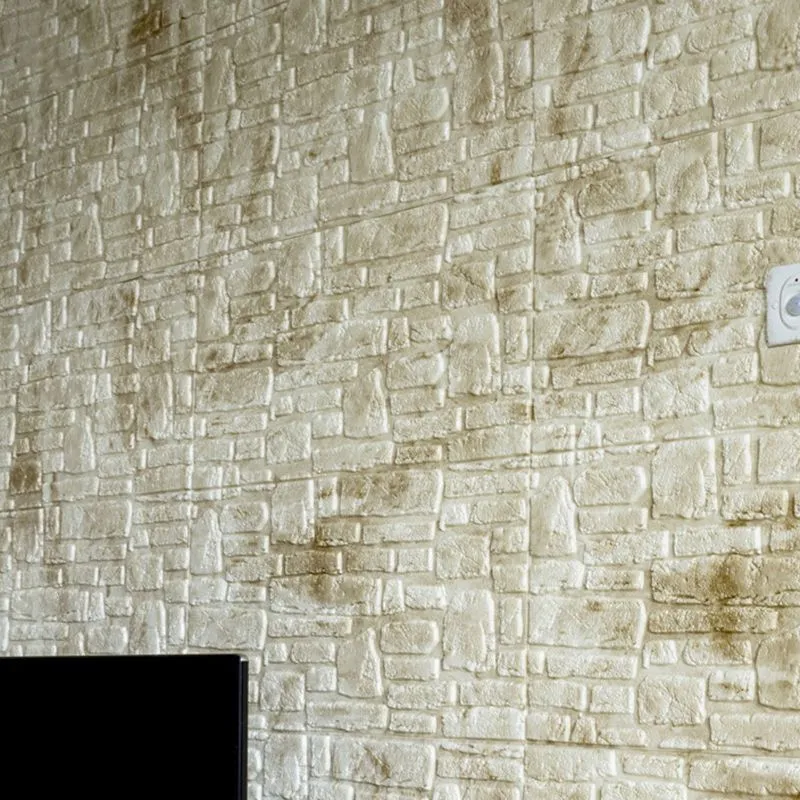 Panel de pared de piedra artificial 3D, estilo industrial, panel de pared para sala de estar (paquete de 10) Beis Clearhalo