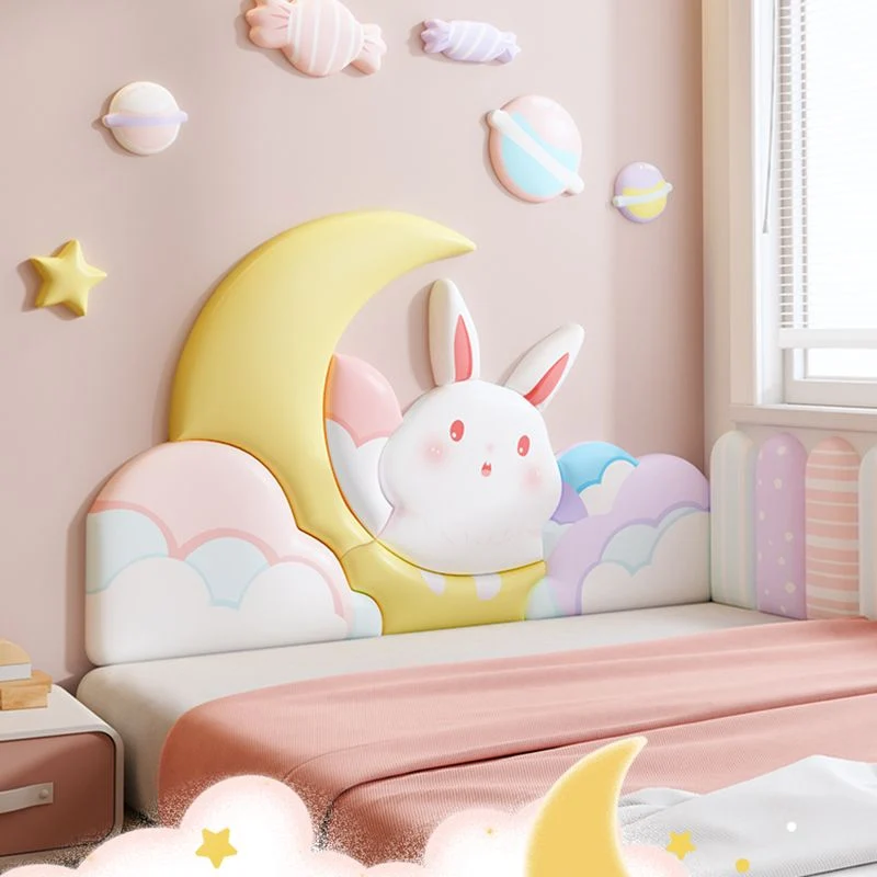 Panel de pared tapizado en tono rosa, azulejo de pared autoadhesivo insonorizado para habitación de niños Clearhalo