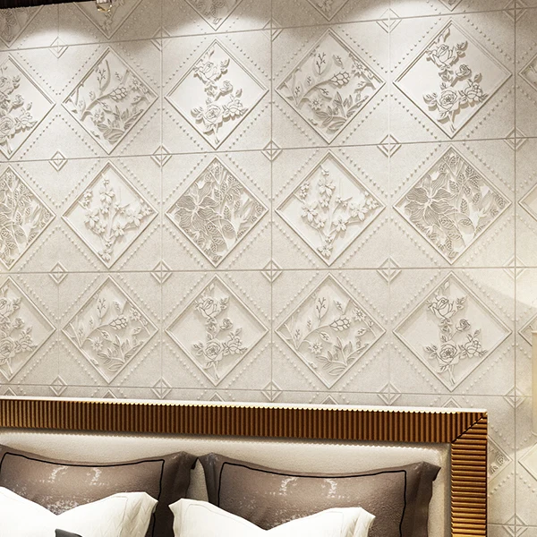 Paneles contra salpicaduras en relieve 3D Panel de acceso pared impermeable para despegar y pegar Blanco Clearhalo