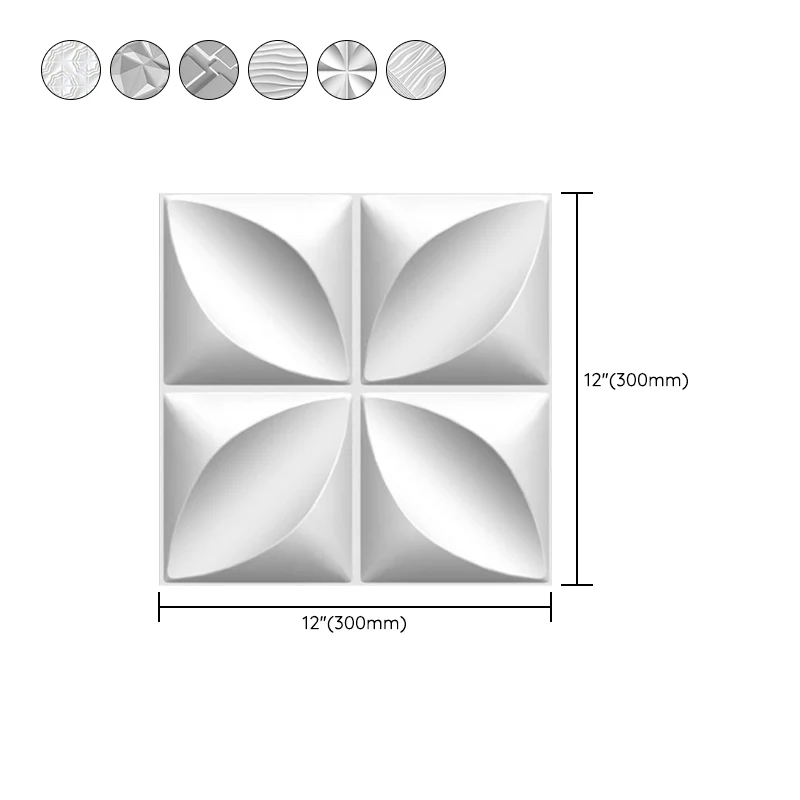 Paneles de pared cuadrados modernos Paneles de pared con patrón de textura despegable y pegado Blanco Clearhalo