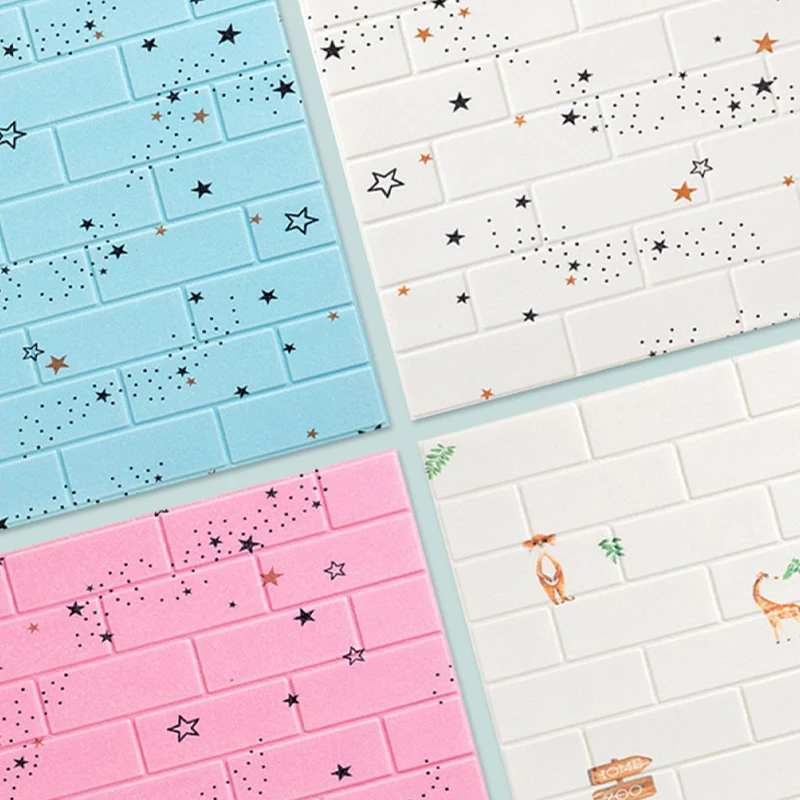 Paneles de pared de espuma XPE con estampado de estrellas, paneles de pared impermeables cuadrados para sala de estar Blan...