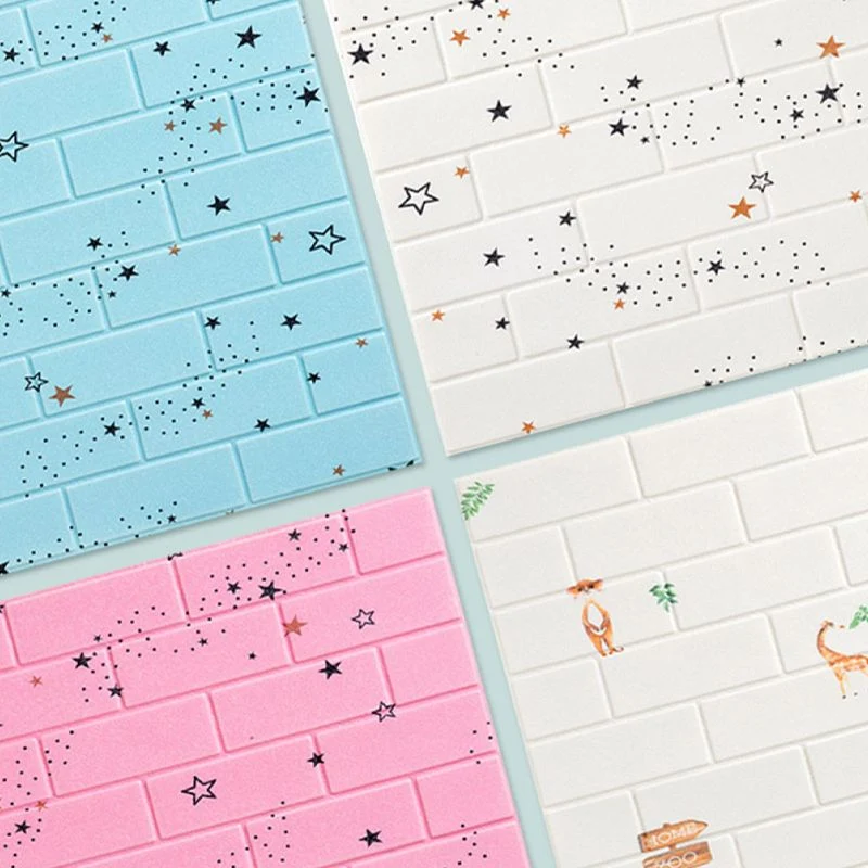 Paneles de pared de espuma XPE con estampado de estrellas, paneles de pared impermeables cuadrados para sala de estar Blan...