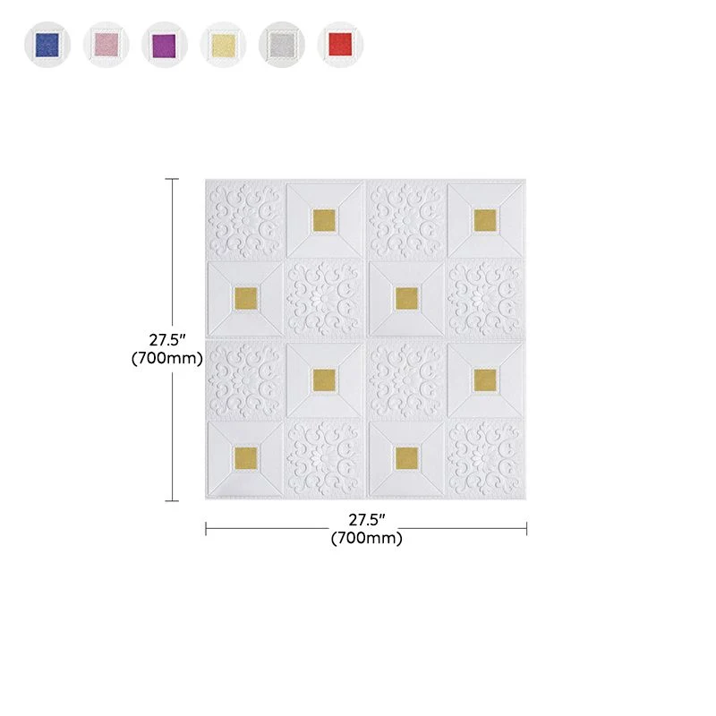 Paneles de pared de espuma XPE Paneles de pared impermeables con impresión cuadrada para sala de estar Blanco Clearhalo