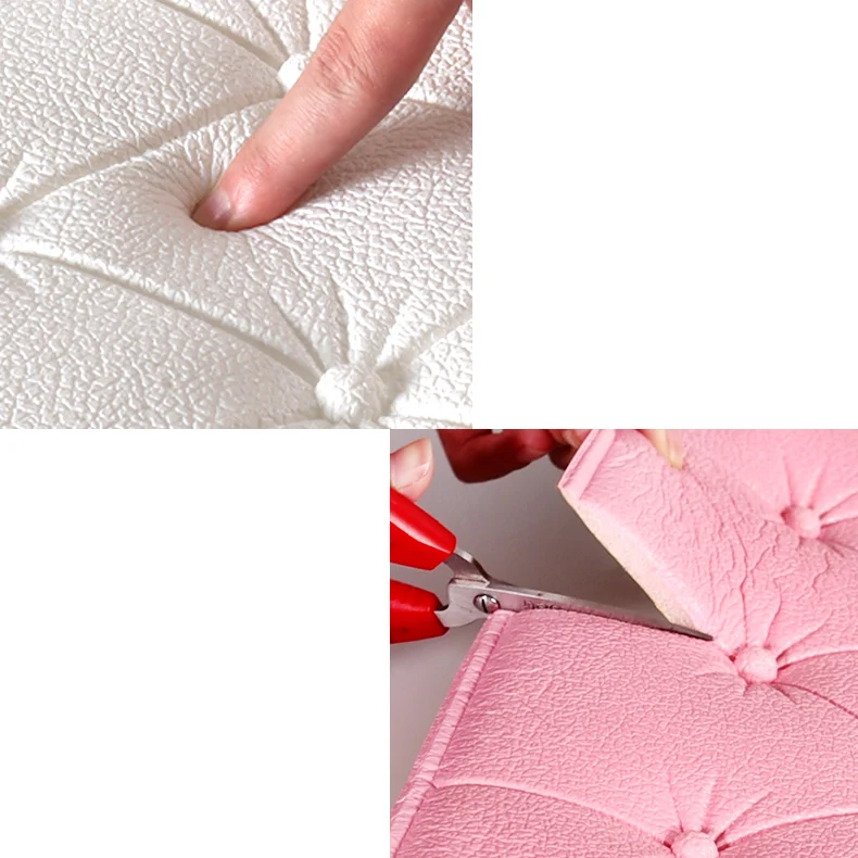 Paneles de pared impermeables de espuma de estilo moderno, paneles de pared 3D para dormitorio con cojín Rosa Clearhalo