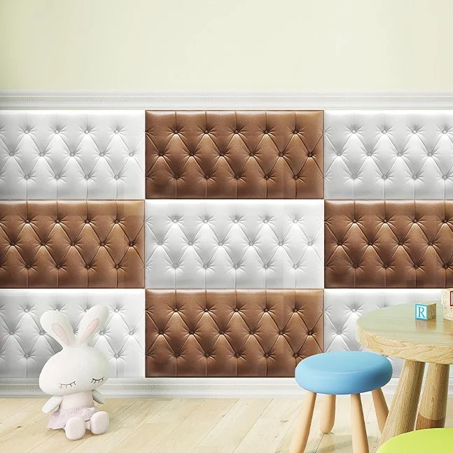 Paneles de pared impermeables de espuma de estilo moderno, paneles de pared 3D para dormitorio con cojín Rosa Clearhalo
