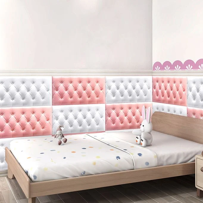 Paneles de pared impermeables de espuma de estilo moderno, paneles de pared 3D para dormitorio con cojín Rosa Clearhalo