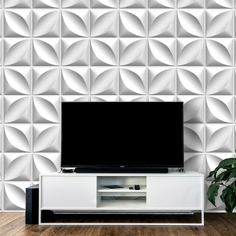 Paneles de pared interiores cuadrados Paneles de pared con efecto de textura despegable y pegado Gris Clearhalo