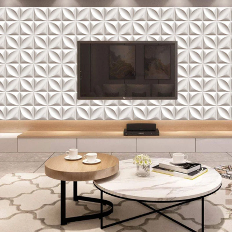 Paneles de pared interiores cuadrados Paneles de pared con efecto de textura despegable y pegado Gris Clearhalo