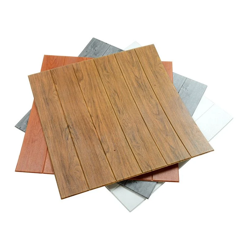 Paneles de pared interiores en relieve 3D Paneles de pared con efecto madera para despegar y pegar Beis Clearhalo