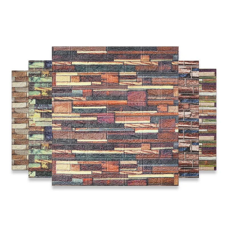 Paneles de pared interiores en relieve 3D Paneles de pared cuadrados despegables y pegados Multicolor Clearhalo