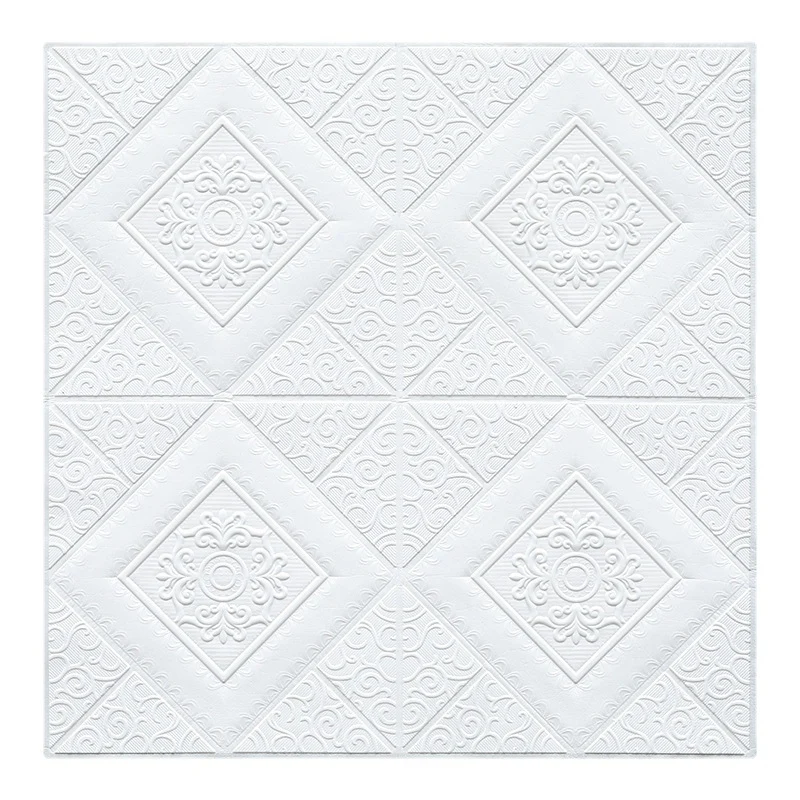 Paneles de pared interiores en relieve 3D Peel and Stick Paneles de pared con textura geométrica Blanco Clearhalo