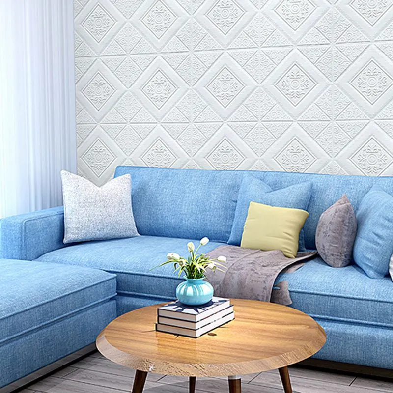 Paneles de pared interiores en relieve 3D Peel and Stick Paneles de pared con textura geométrica Blanco Clearhalo