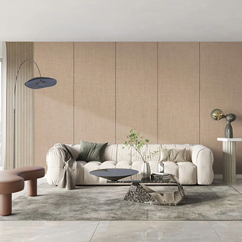 Paneles de pared modernos Color puro Peel and Stick Techo de pared insonorizado Gris Clearhalo
