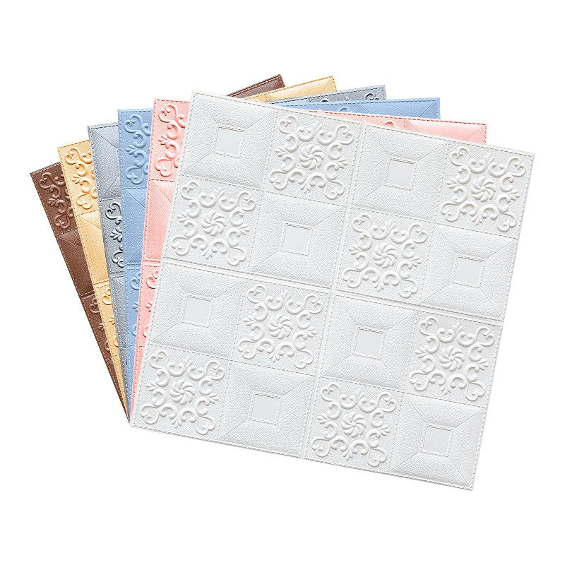 Paneles de pared modernos Diseño de efecto de textura despegable y pegado Paneles de pared cuadrados Blanco Clearhalo