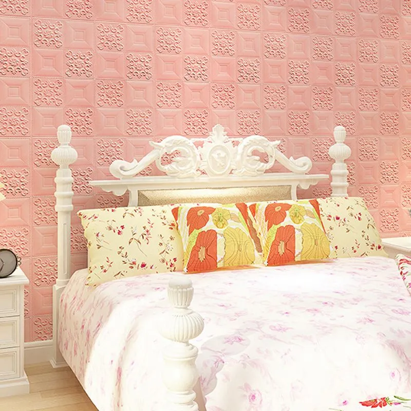 Paneles de pared modernos Diseño de efecto de textura despegable y pegado Paneles de pared cuadrados Blanco Clearhalo