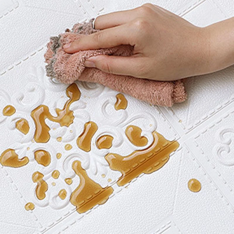 Paneles de pared modernos Diseño de efecto de textura despegable y pegado Paneles de pared cuadrados Blanco Clearhalo