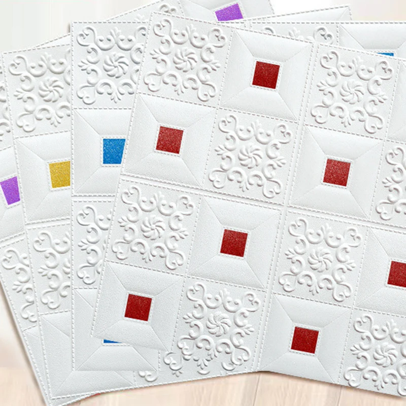 Paneles de pared modernos Panel de pared despegable y pegado en relieve 3D de espuma Blanco Clearhalo