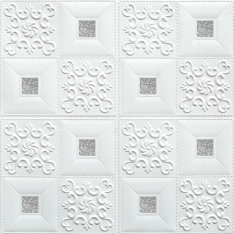 Paneles de pared modernos Panel de pared despegable y pegado en relieve 3D de espuma Blanco Clearhalo