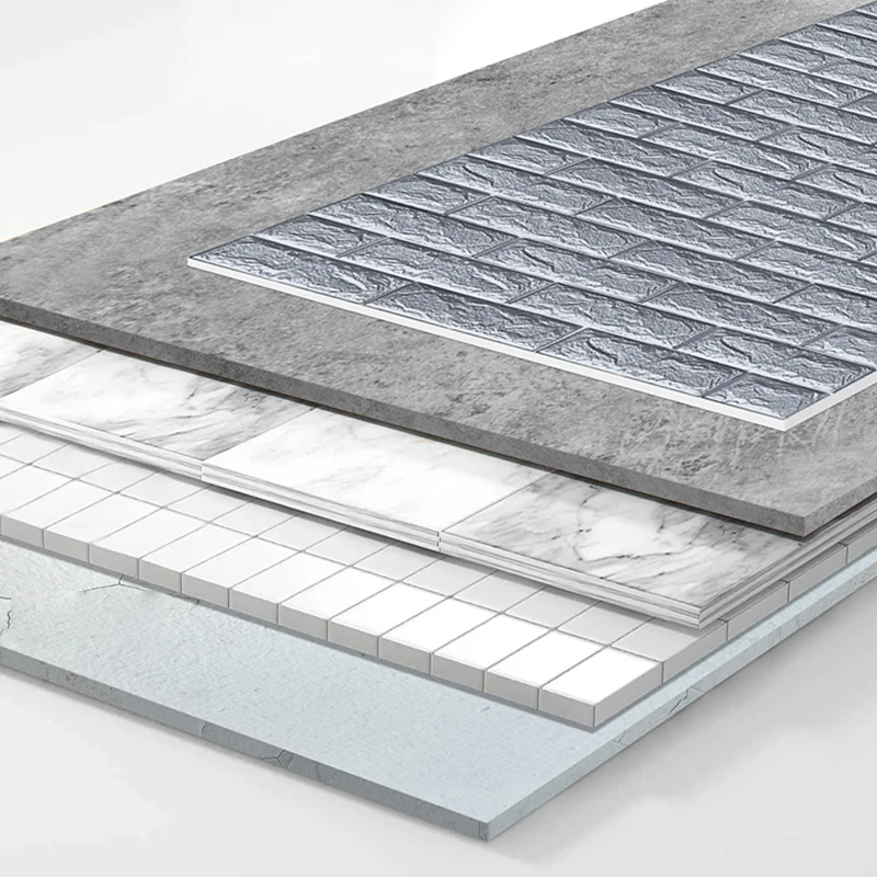 Paneles de pared modernos para dormitorio y salón de ladrillo 3D con tablones de pared Gris Clearhalo