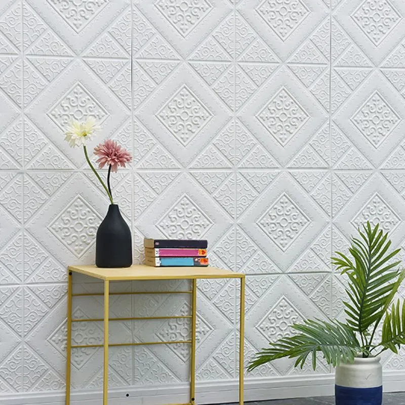 Paneles de pared modernos, pelar y pegar, techo de pared insonorizado para sala de estar Blanco Clearhalo