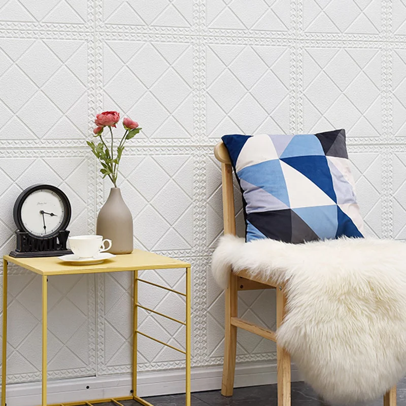 Paneles de pared modernos, pelar y pegar, techo de pared insonorizado para sala de estar Blanco Clearhalo