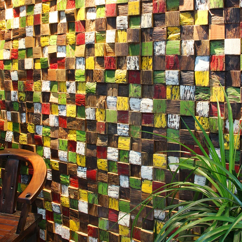 Paneles de pared Mosaico Shiplap de madera Paneles de pared interiores modernos Madera Clearhalo