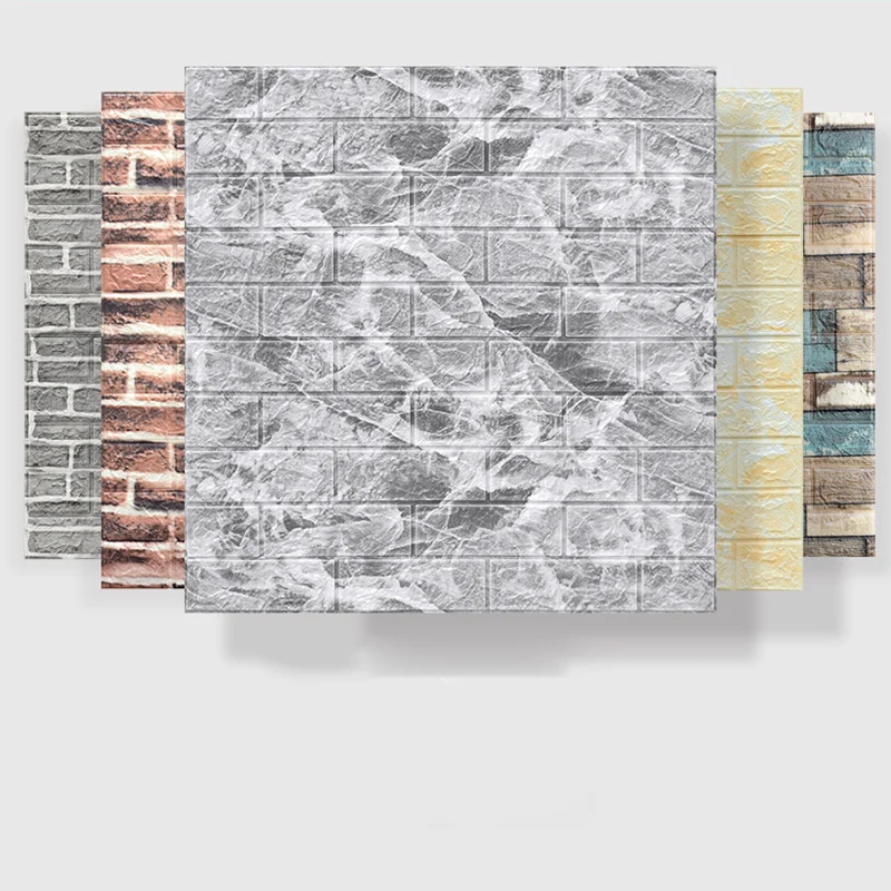 Paneles de pared para dormitorio y sala de estar, ladrillo 3D, tablón de pared de granja, juego de 2 Gris Clearhalo