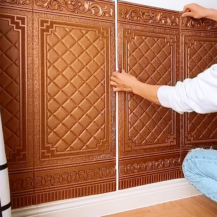 Paneles de pared para dormitorio y sala de estar, ladrillo 3D, juego de 10 Naturales Clearhalo