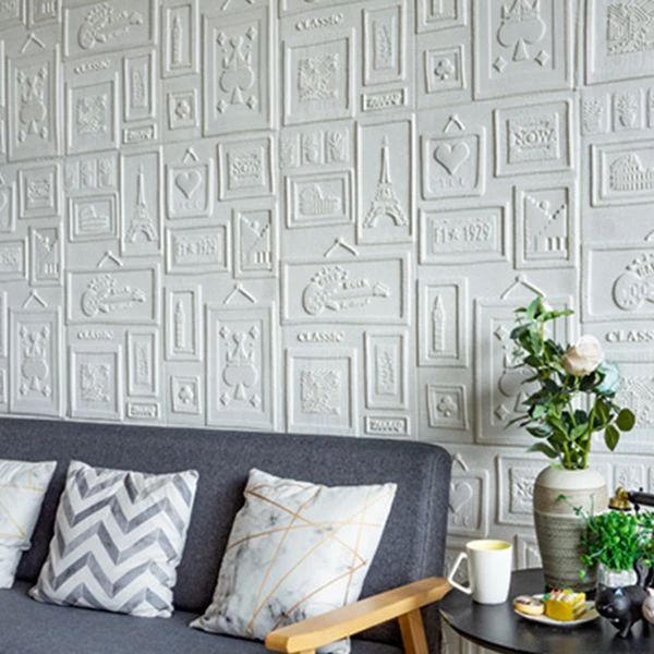 Paneles de pared para interiores Panel de pared impermeable con impresión 3D, despegable y pegado Gris Clearhalo